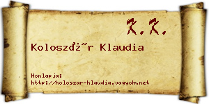 Koloszár Klaudia névjegykártya